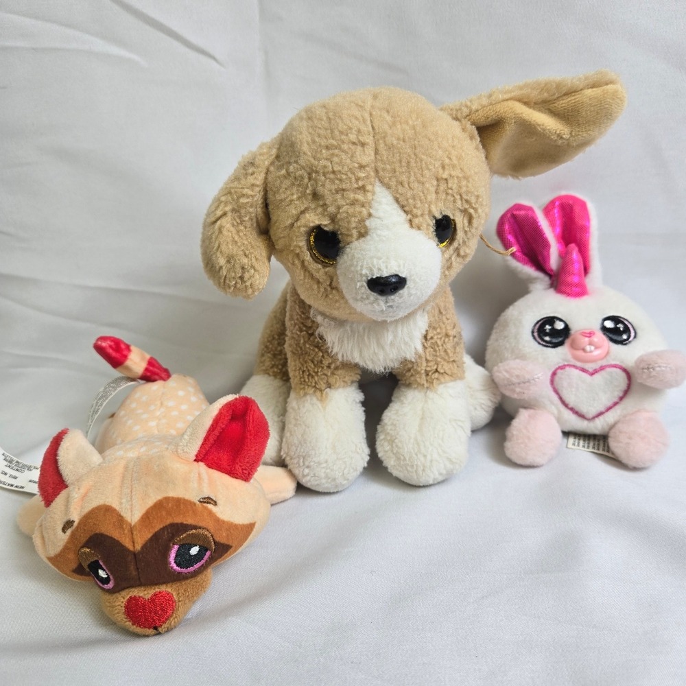 3‎ Small Plush Toy Lot, Bunnycorn, Raccoonito, Franklin